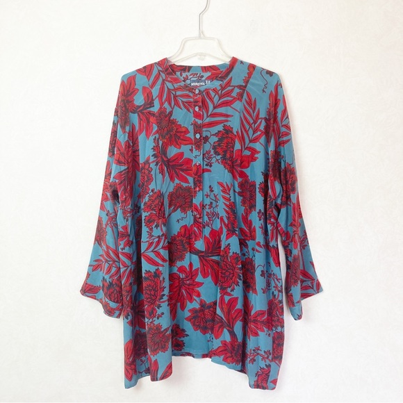 Johnny Was Pete & Greta Silk Floral Print Salon Long Sleeve Blouse Size 2X - Picture 3 of 11